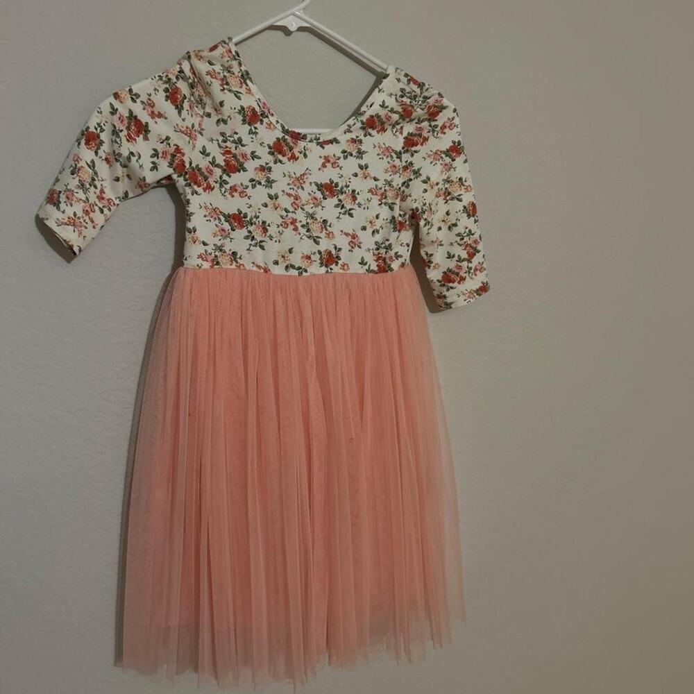 Peach white floral dress